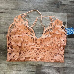 Free People Adella It Orange Lace Strappy Bralette NWT Women’s Size M